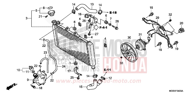 RADIATEUR de NC700S DCT PEARL SUNBEAM WHITE (NHA66) 2012